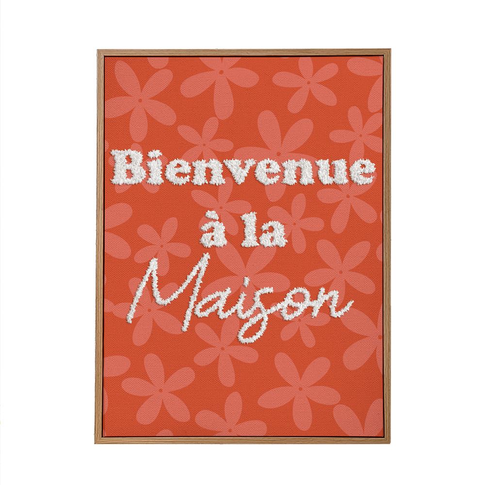 Toile tuftee bienvenue a la maison
