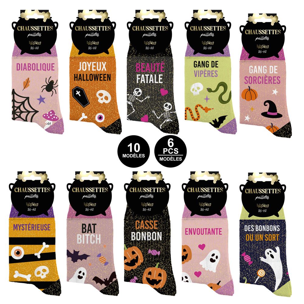 Chaussettes paillettes halloween 10mods/ 60pcs