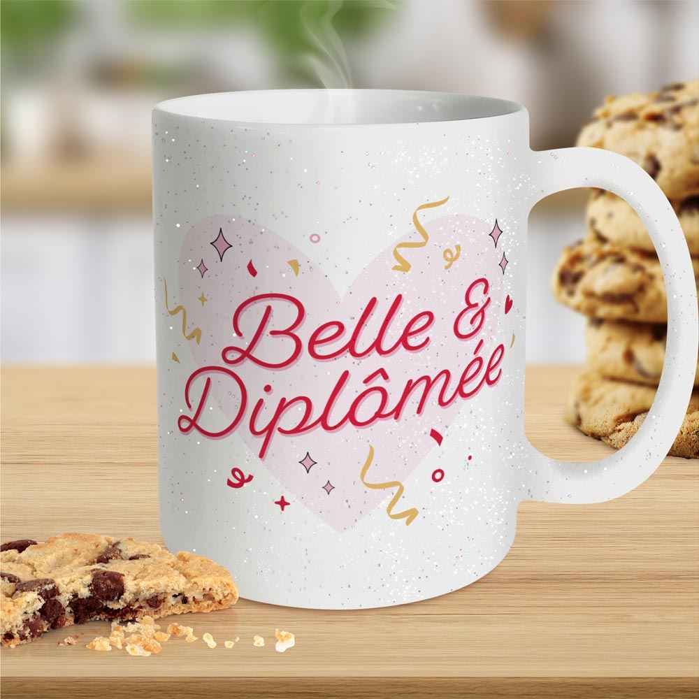 Mug a paillettes belle & diplomee