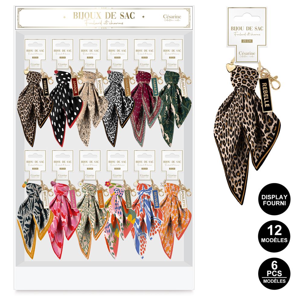 Display bijoux de sac foulard charms 12mods /72pcs