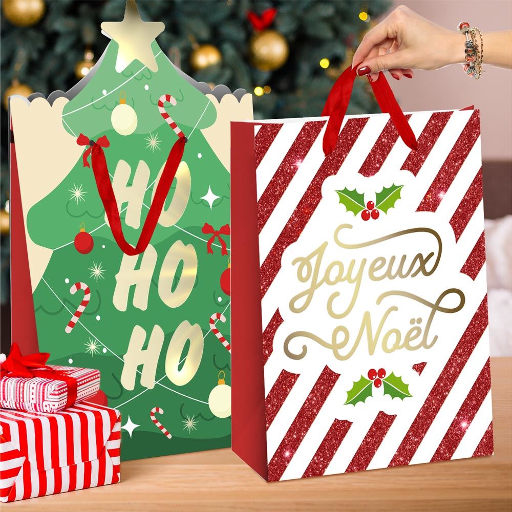Pochette cadeau joyeux noel et magie jumbo 2mods/24pcs