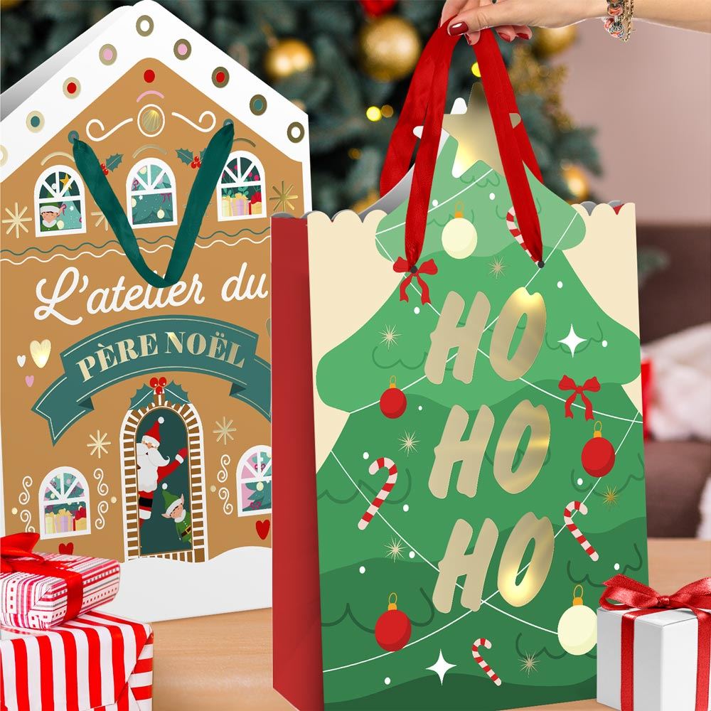 Pochette cadeau noel forme gm 2mods/48pcs