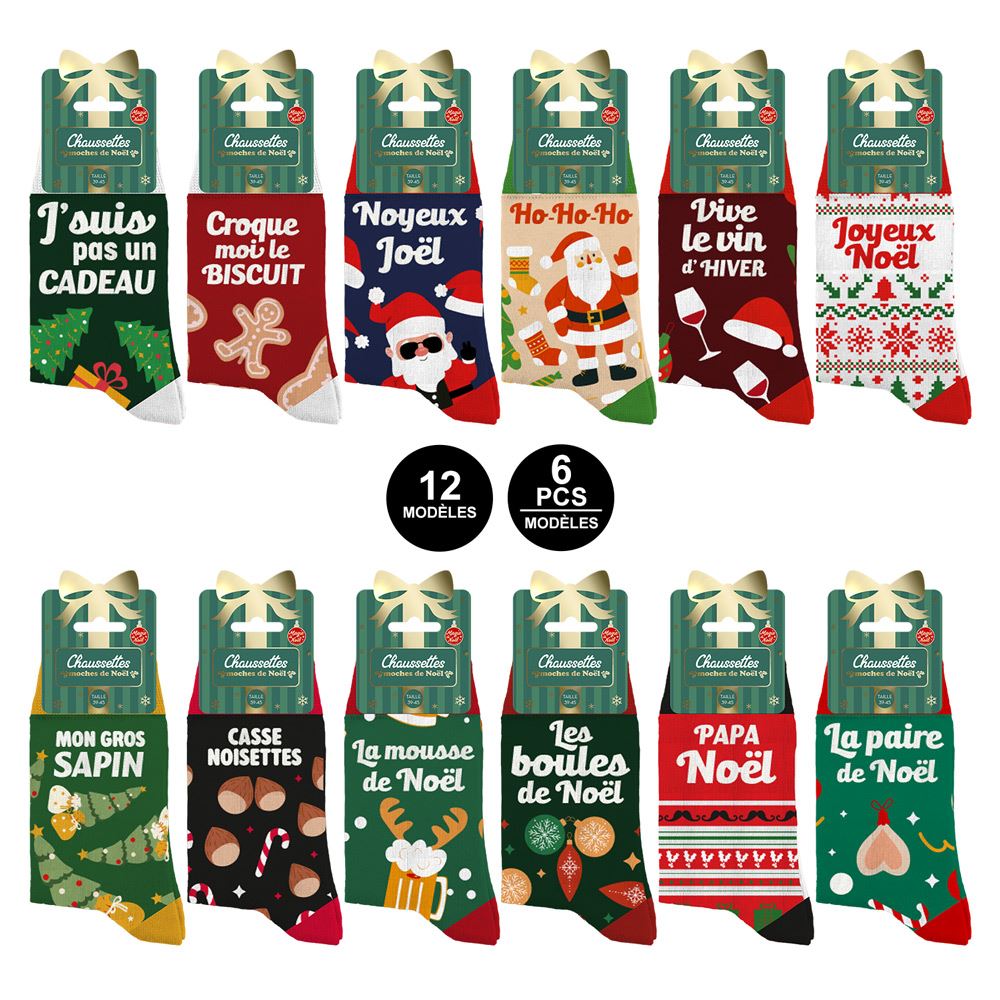 Chaussettes moches de noel homme 12mods/72pcs