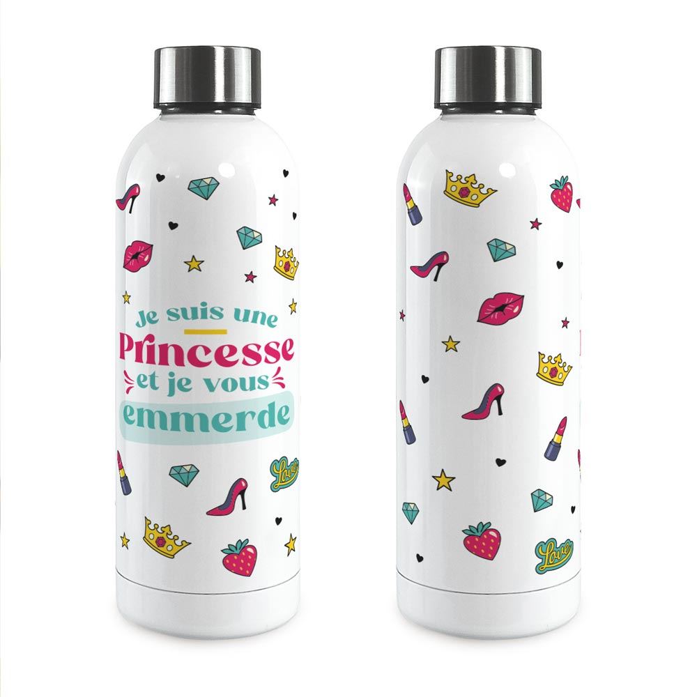 Gourde isotherme large je suis une princesse