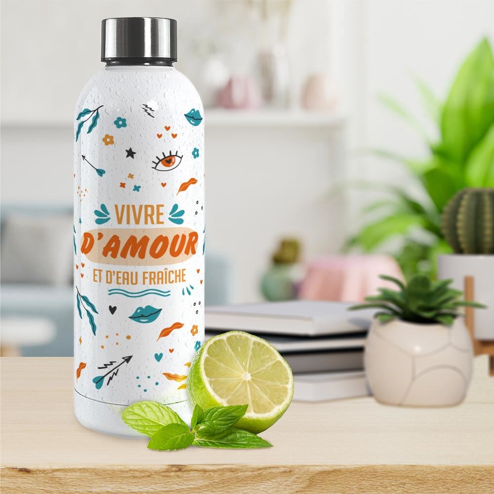Gourde isotherme large vivre d'amour et d'eau fraÎche