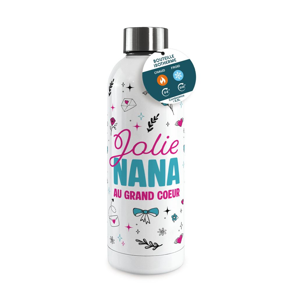 Gourde isotherme large jolie nana au grand cŒur