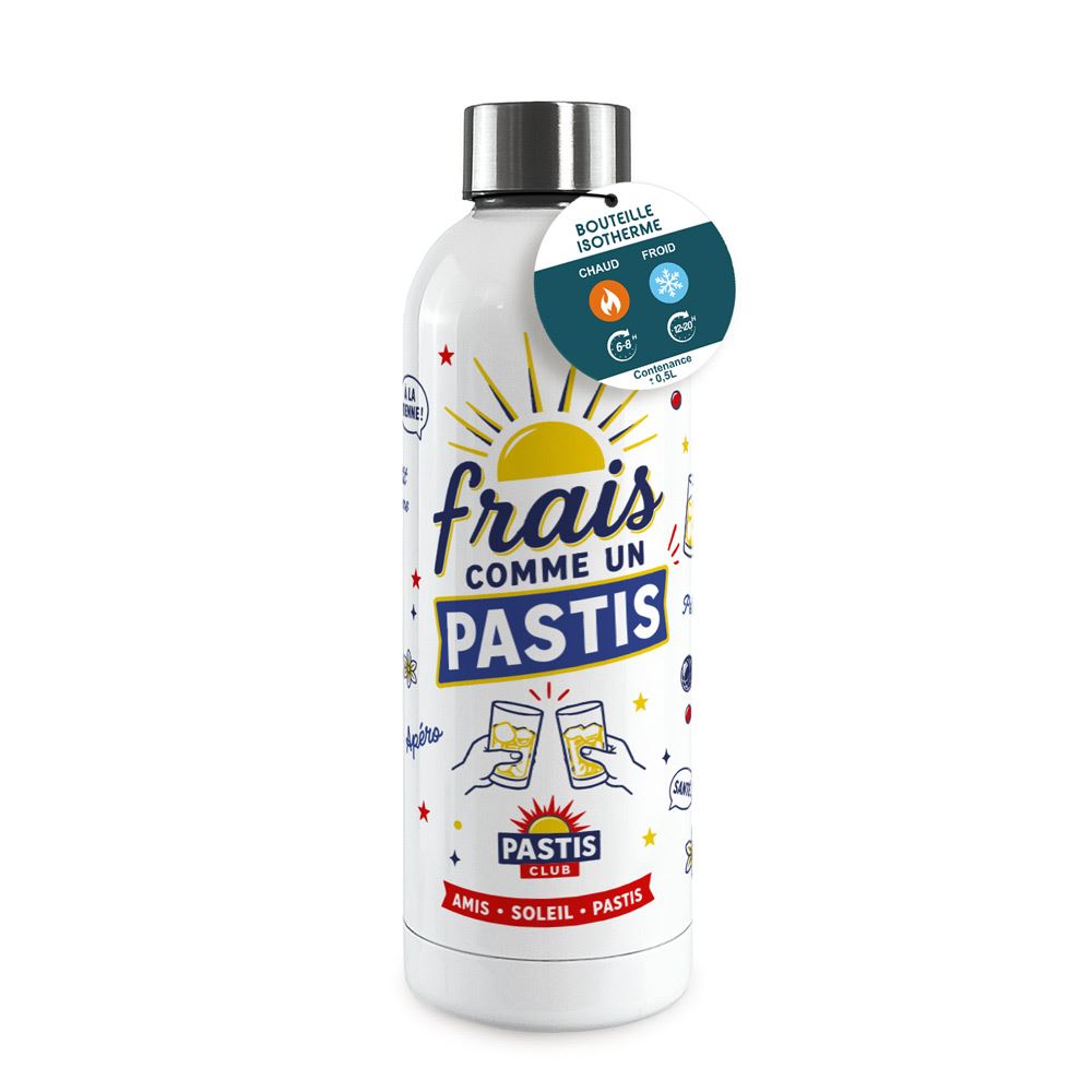 Gourde isotherme large frais comme un pastis