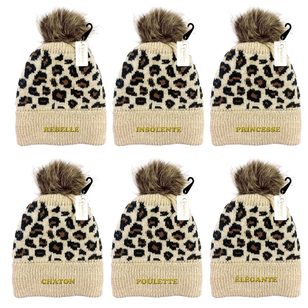 Bonnets leopard brodes 6 mods