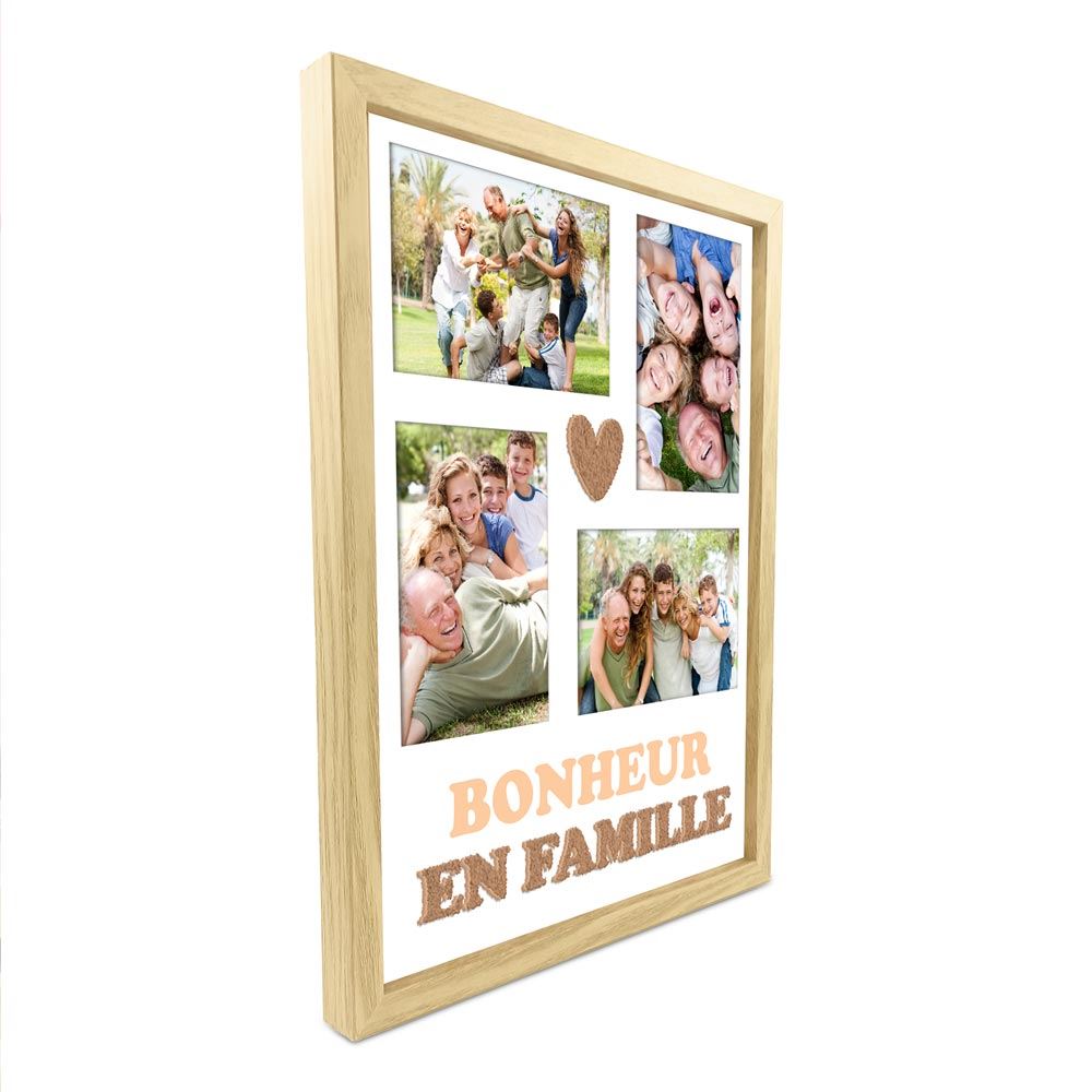 Toile tuftee cadre photos bonheur en famille 30x40 