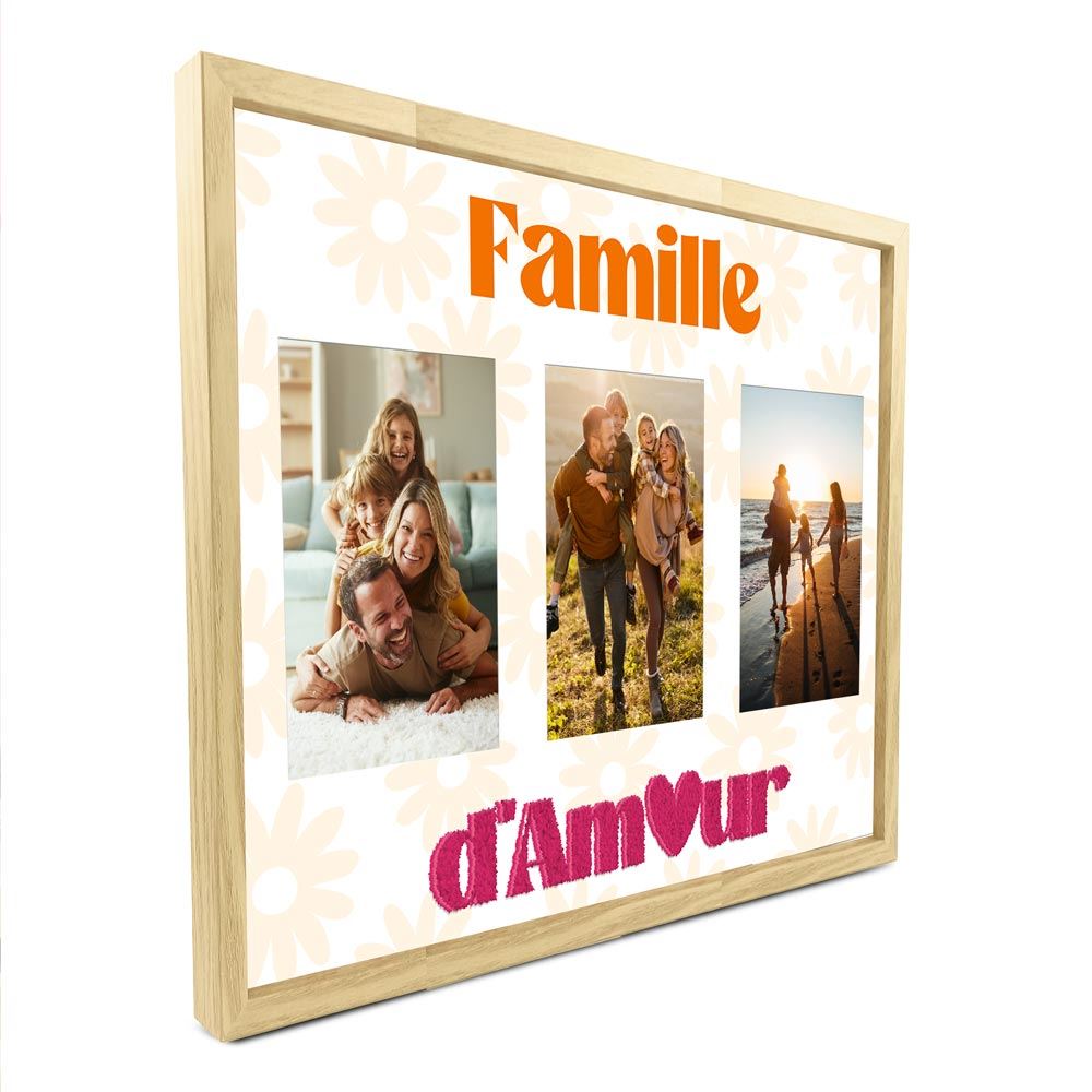 Toile tuftee cadre photos  famille d amour 30x40