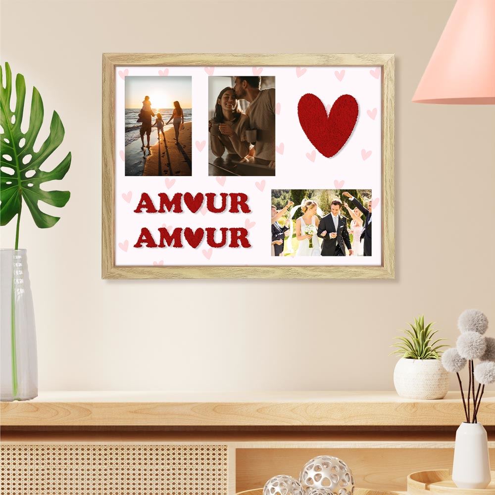 Toile tuftee cadre photos  amour amour 30x40
