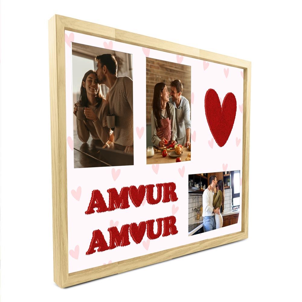 Toile tuftee cadre photos  amour amour 30x40
