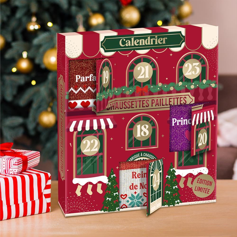 Calendrier de noel chaussettes paillettes