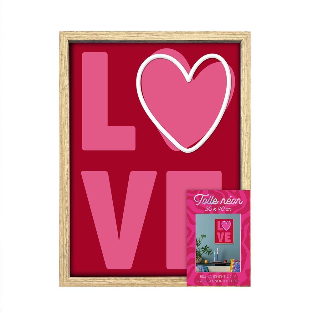 Toile neon love 30x40cm
