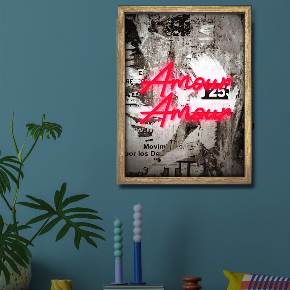 Toile neon amour amour 30x40cm