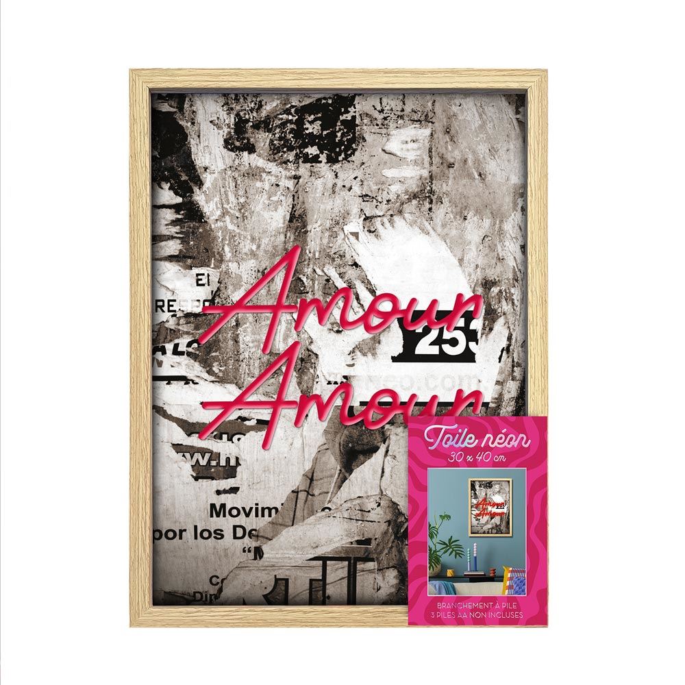 Toile neon amour amour 30x40cm