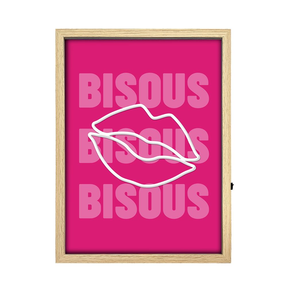 Toile neon bisous bisous bisous 30x40cm