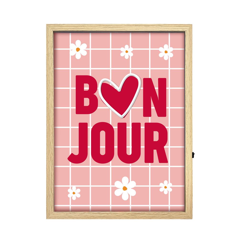 Toile neon bonjour 30x40cm