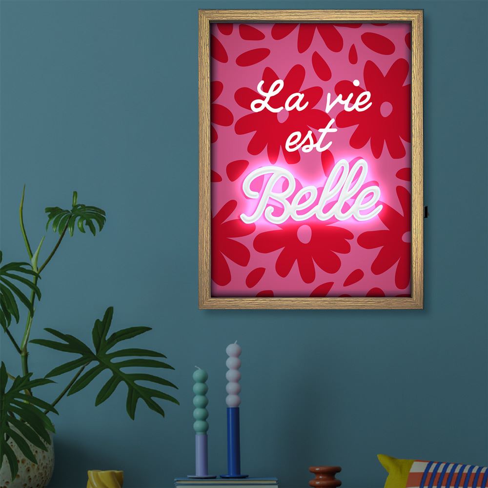Toile neon la vie est belle 30x40cm