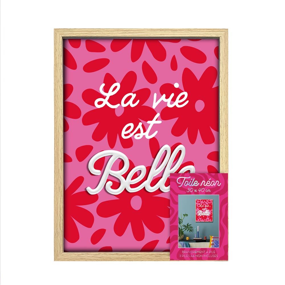 Toile neon la vie est belle 30x40cm