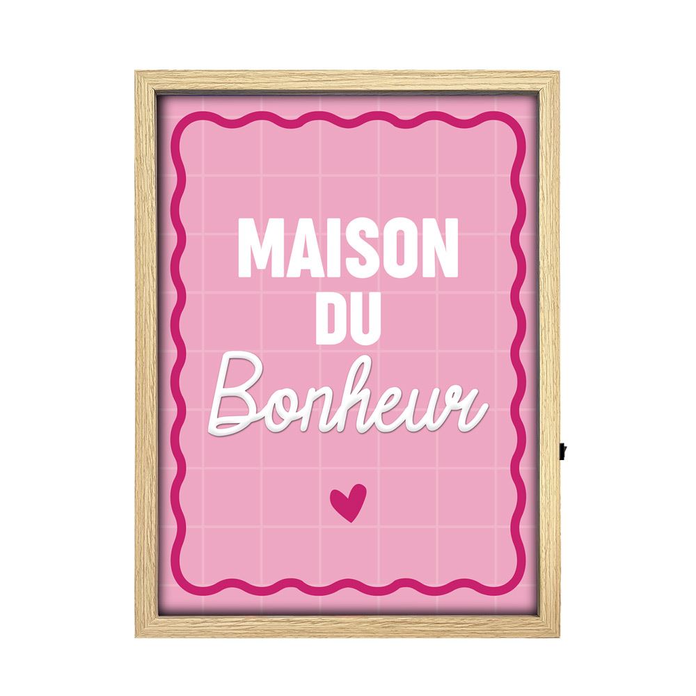Toile neon maison du bonheur 30x40cm