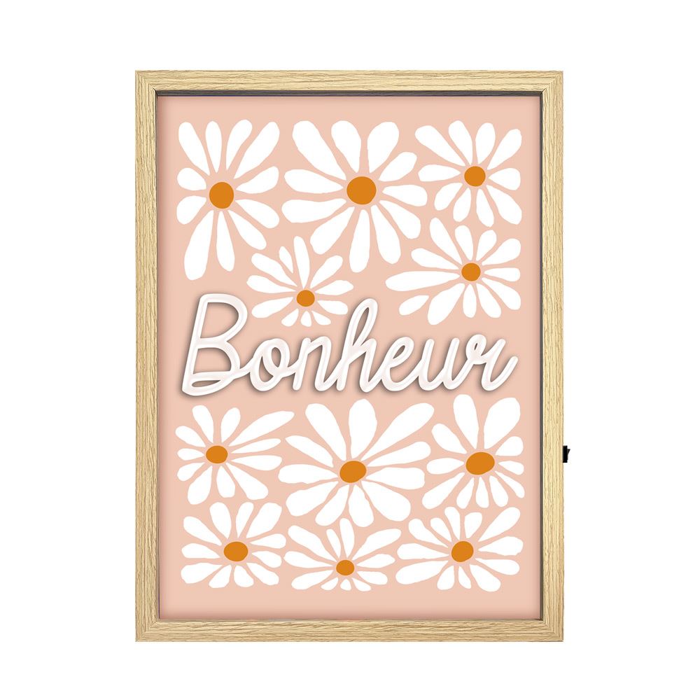 Toile neon bonheur 30x40cm