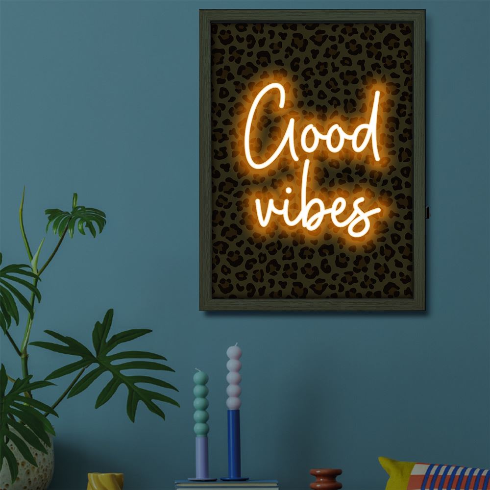Toile neon good vibes 30x40cm