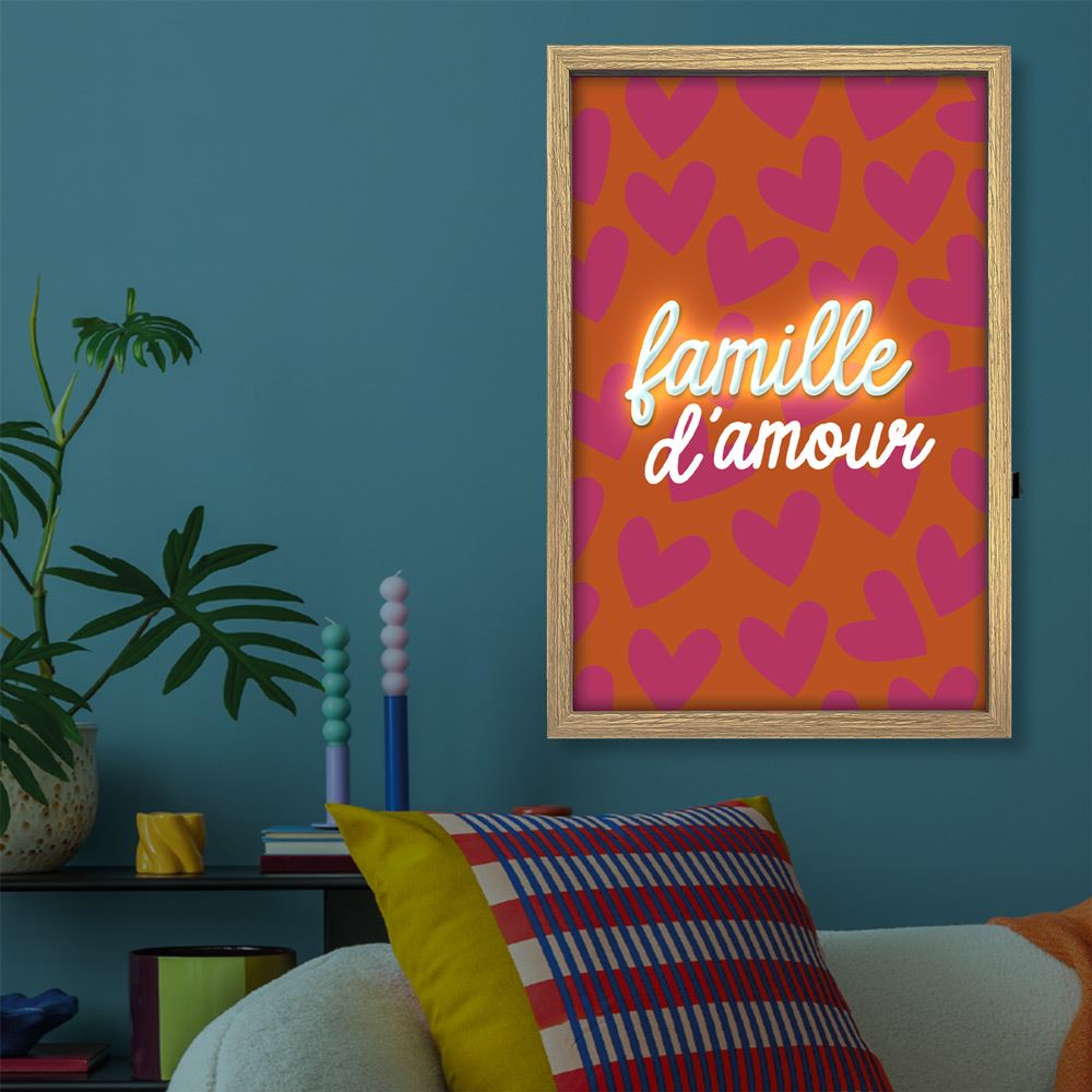 Toile neon maison de famille 40x60cm