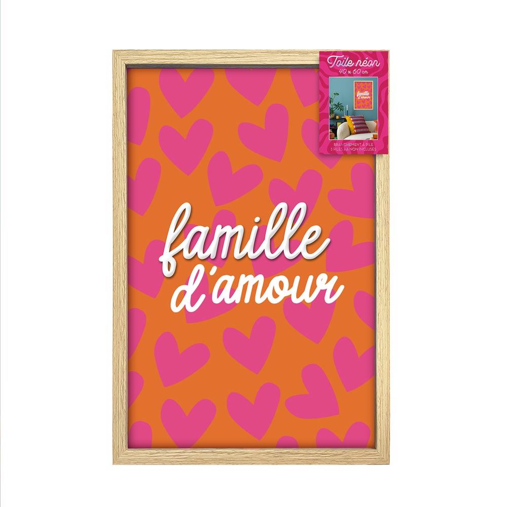 Toile neon maison de famille 40x60cm