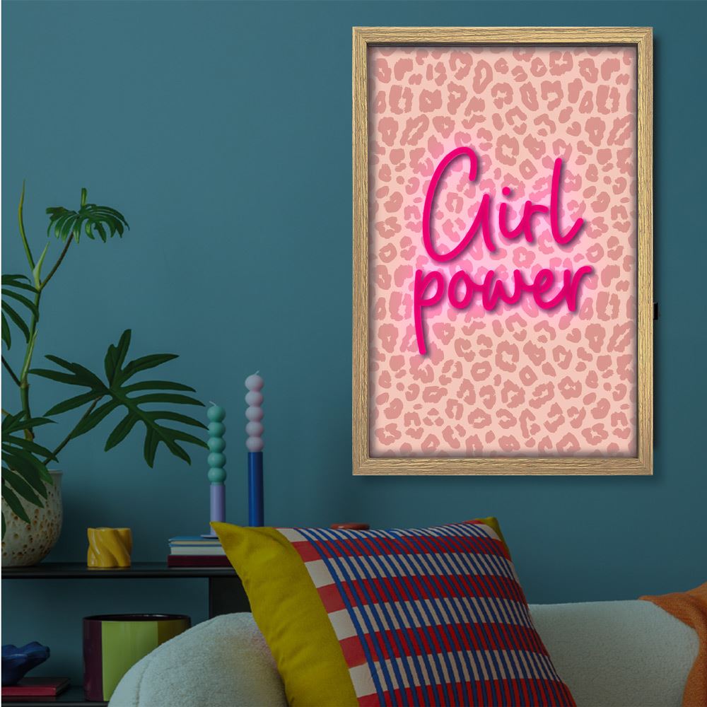 Toile neon girl power 40x60cm