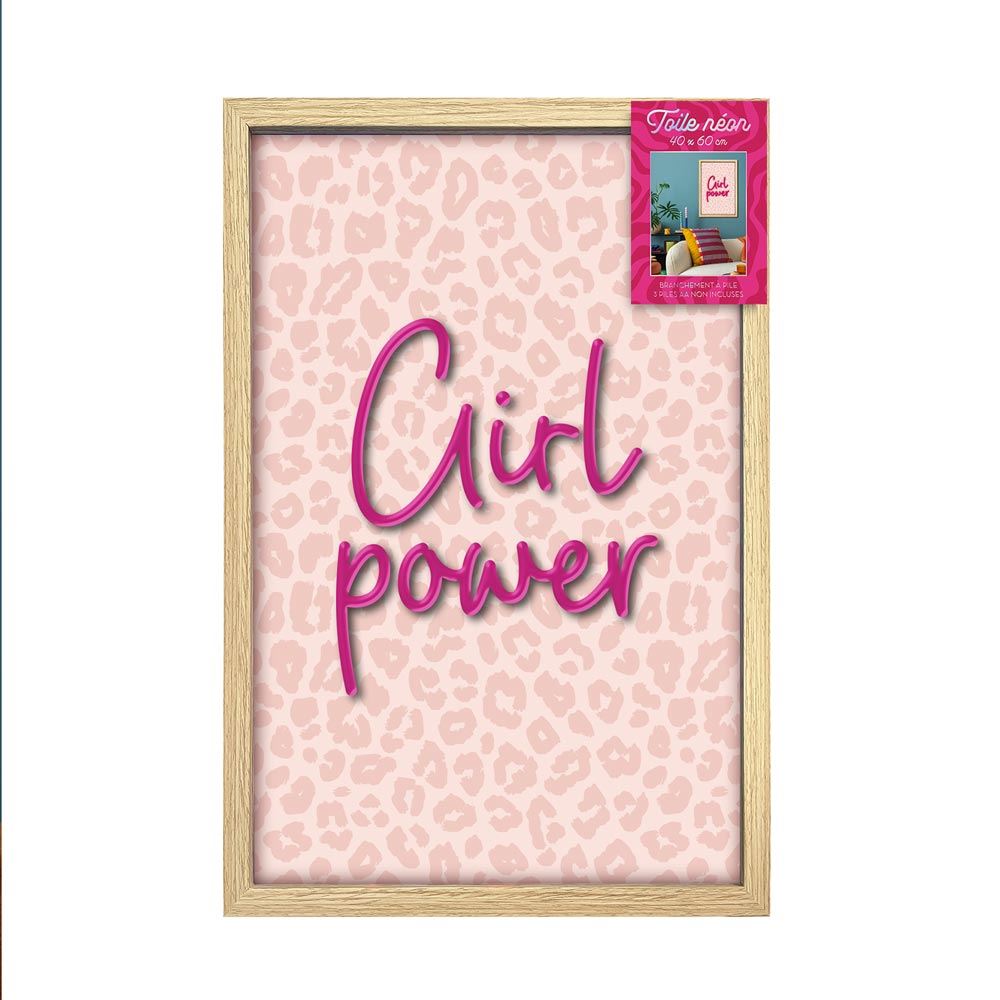 Toile neon girl power 40x60cm