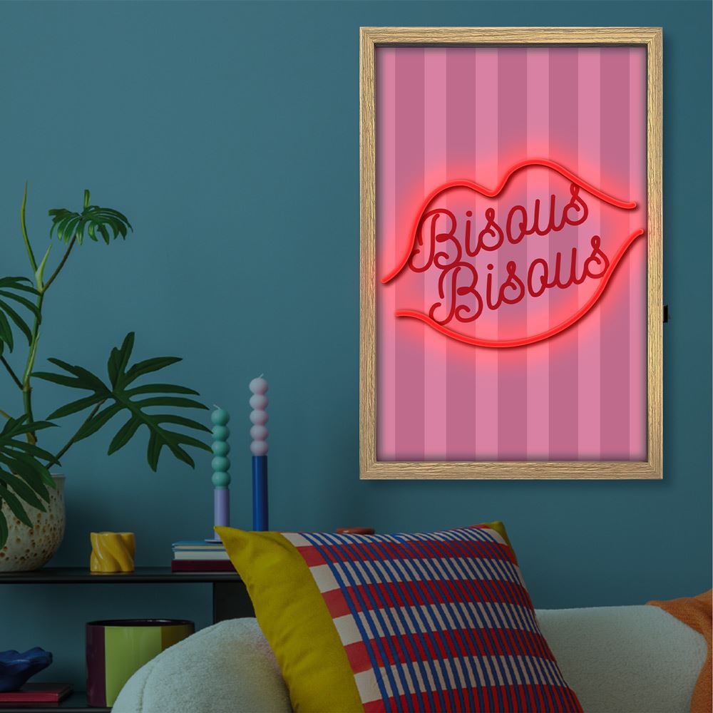 Toile neon bisous bisous 40x60cm