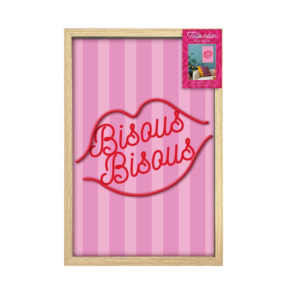 Toile neon bisous bisous 40x60cm