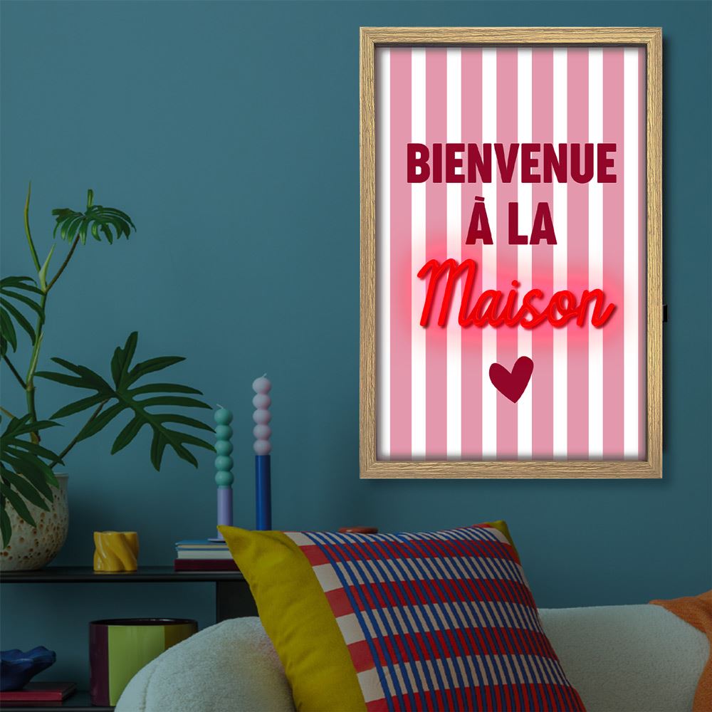 Toile neon bienvenue chez nous 40x60cm