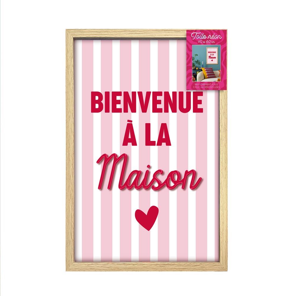 Toile neon bienvenue chez nous 40x60cm