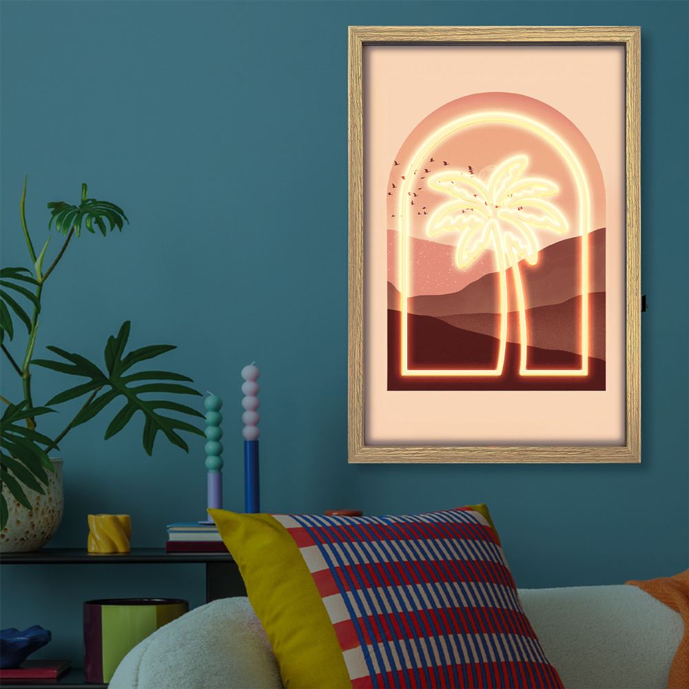 Toile neon palmier 40x60cm