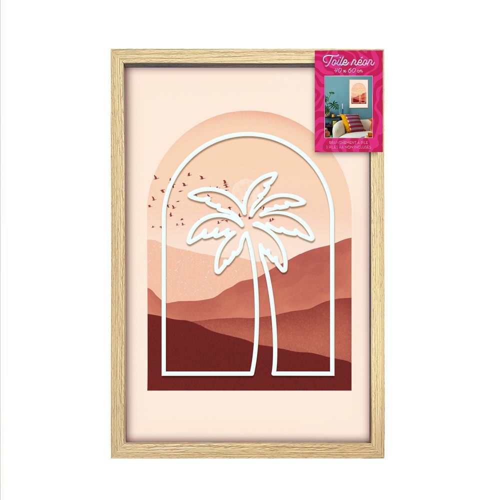 Toile neon palmier 40x60cm