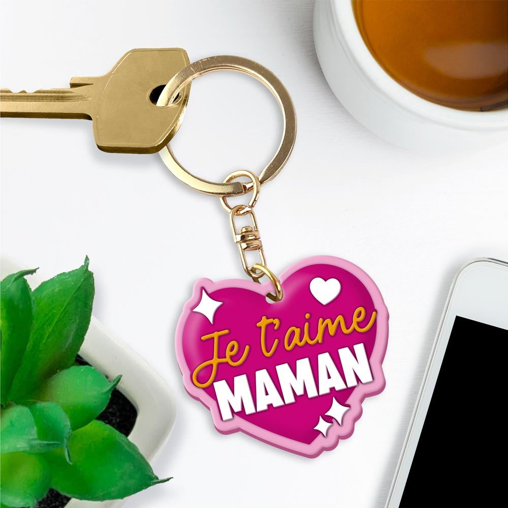 Porte cle silicone je t aime maman