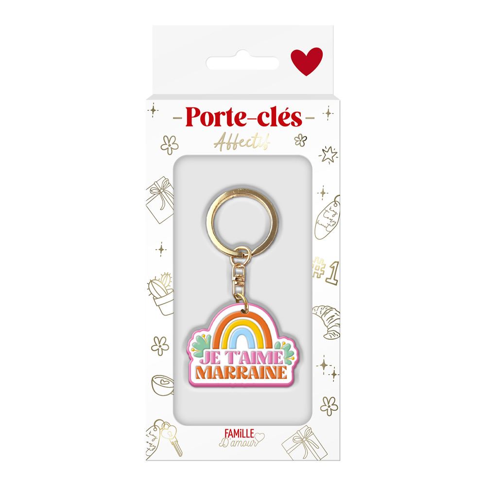 Porte cle silicone je t aime marraine