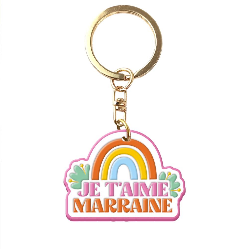 Porte cle silicone je t aime marraine