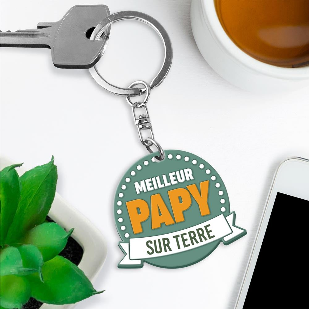 Porte cle silicone meilleur papy