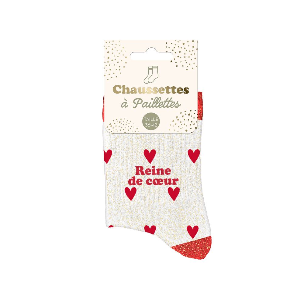 Chaussettes paillettes cŒurs reine de cŒur