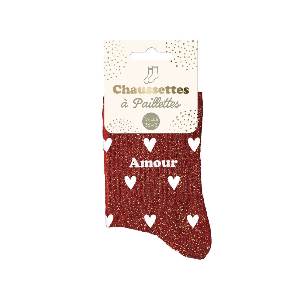Chaussettes paillettes cŒurs amour