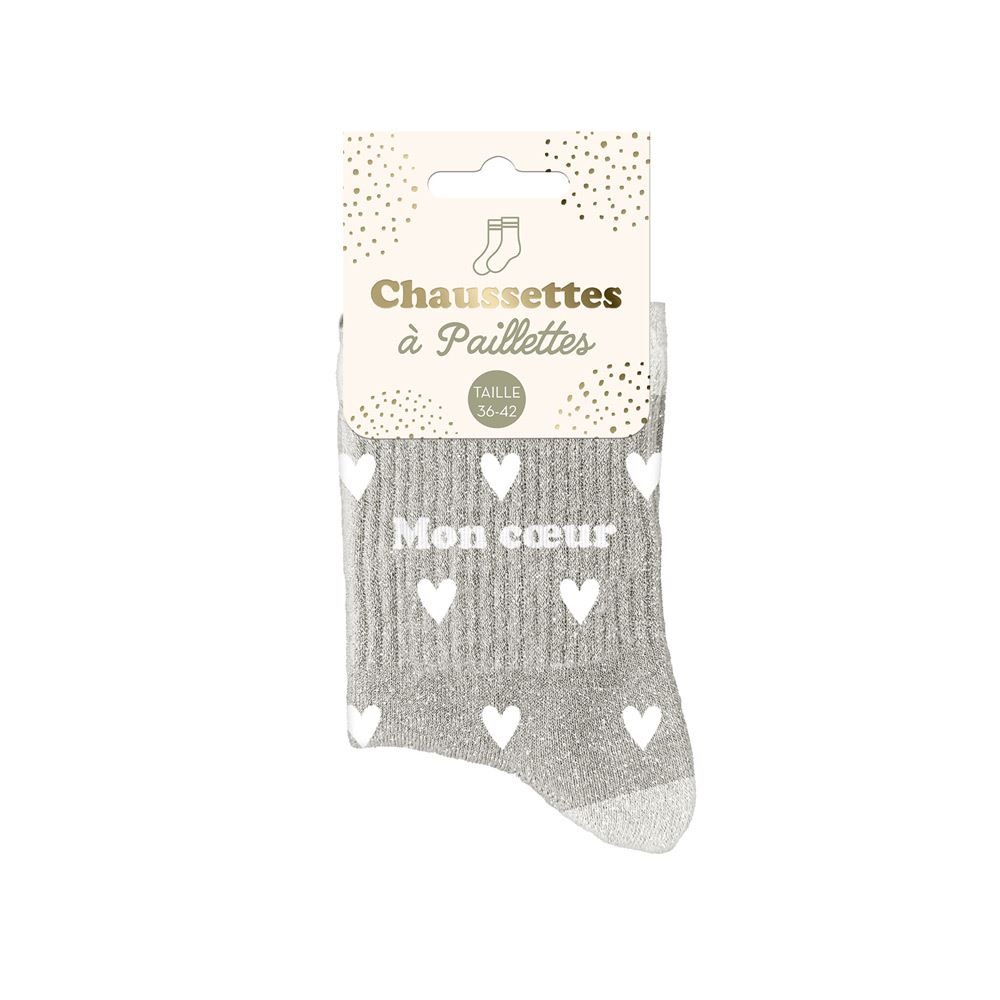 Chaussettes paillettes cŒurs mon cŒur