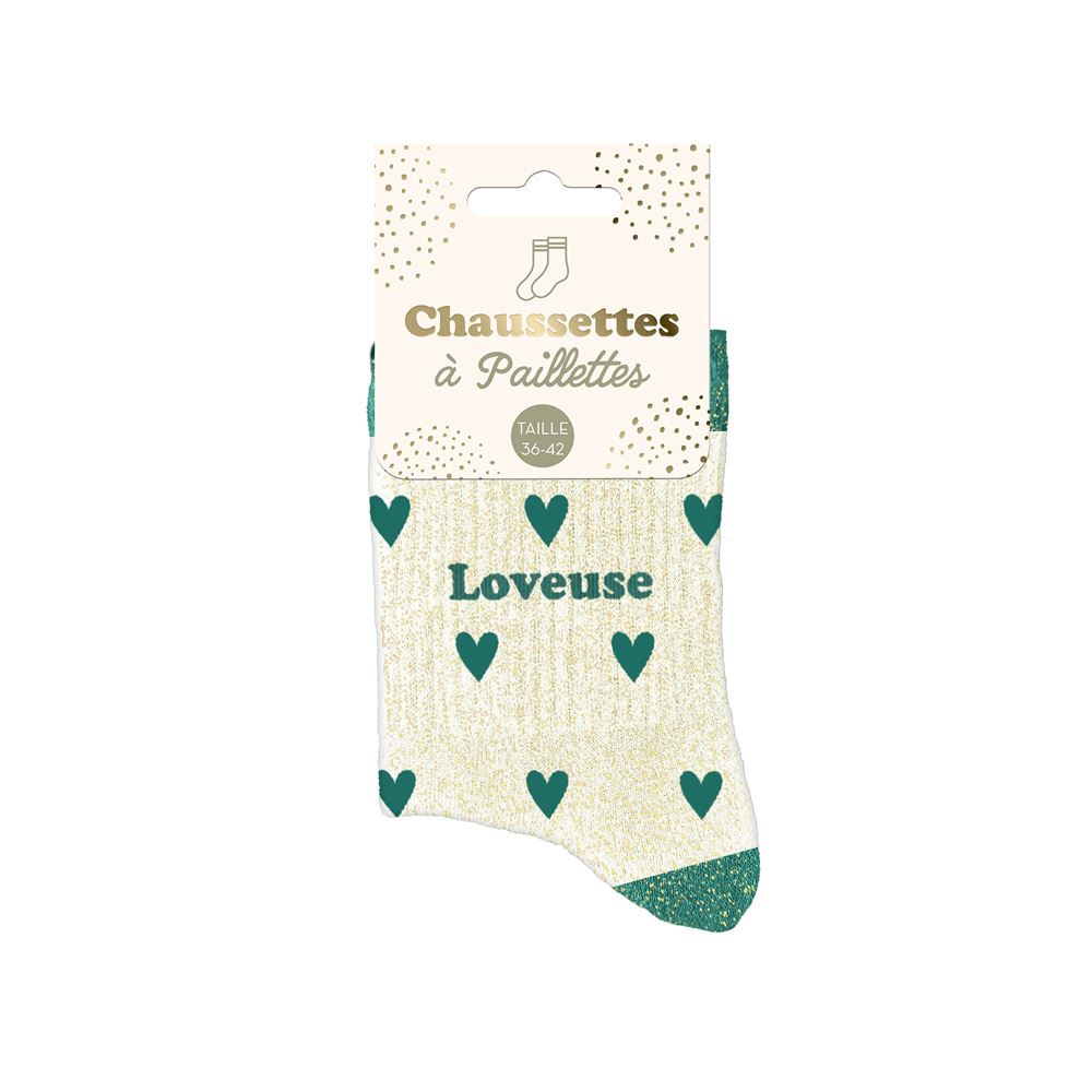 Chaussettes paillettes cŒurs loveuse