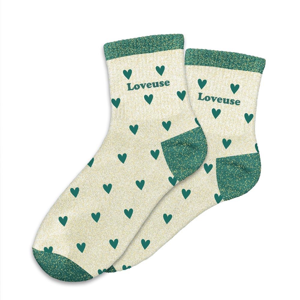 Chaussettes paillettes cŒurs loveuse