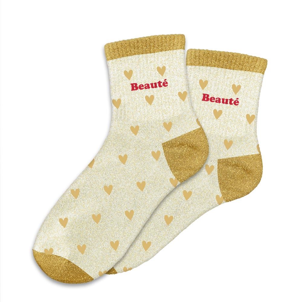 Chaussettes paillettes cŒurs beaute