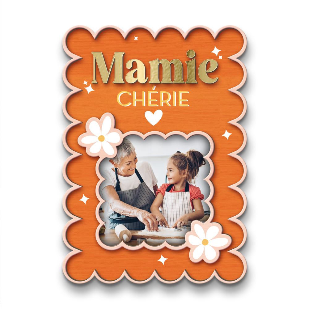 Magnet bois photo mamie cherie