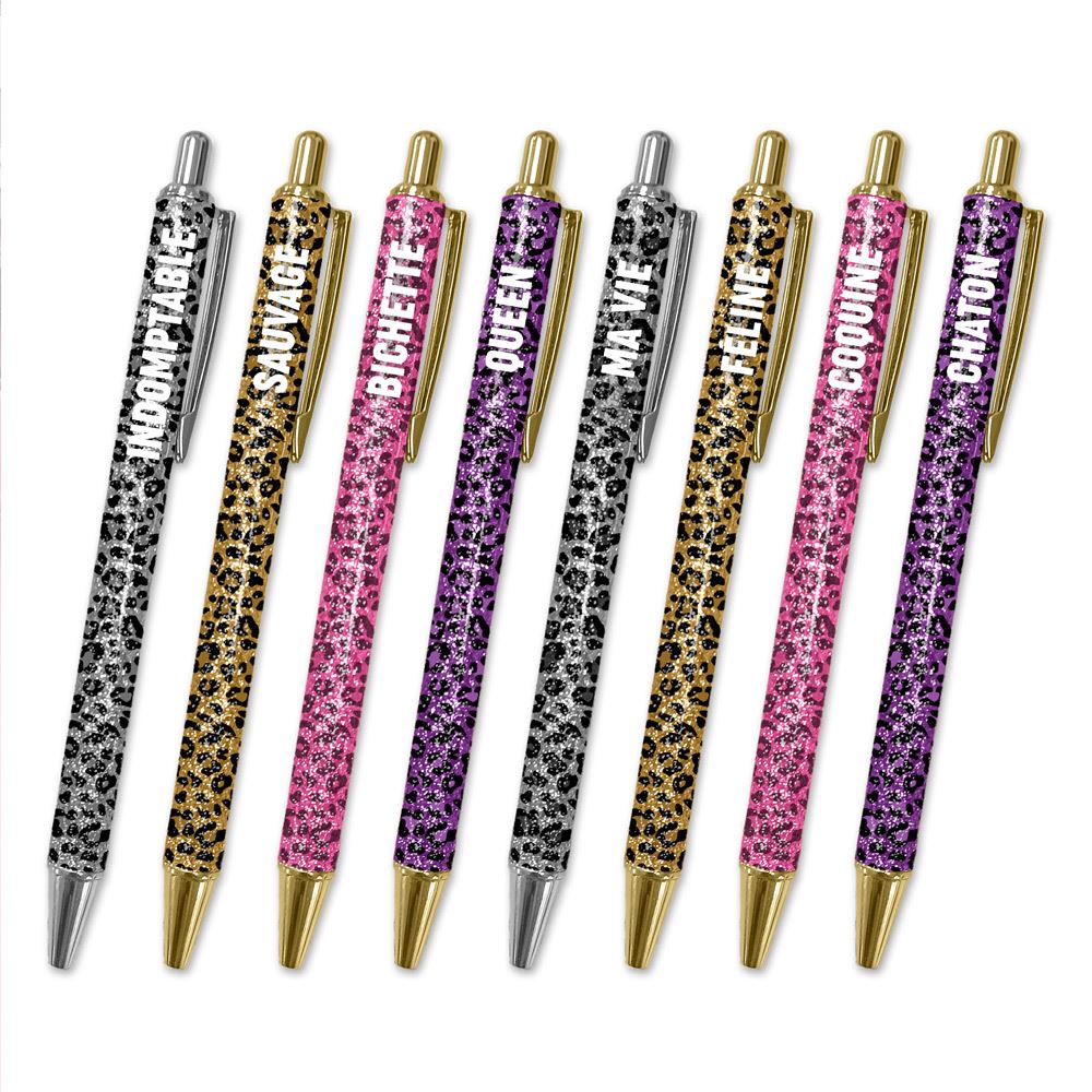 Display stylos leopard paillettes 64pcs