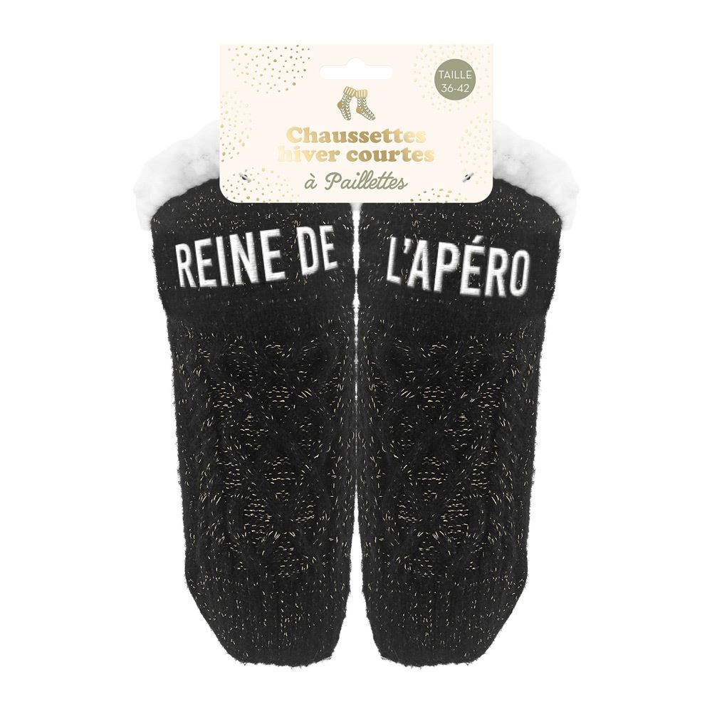 Chaussettes hiver courtes paillettes reine de l apero